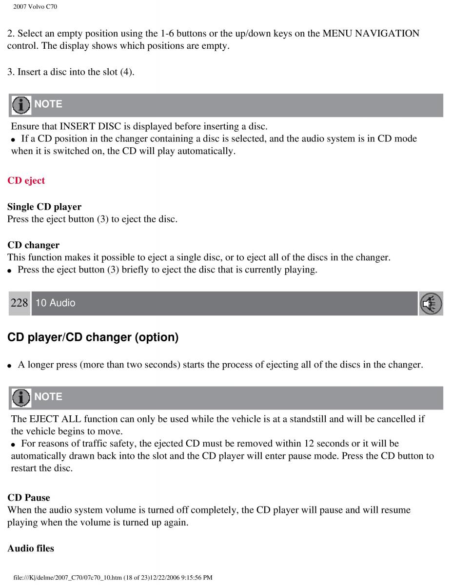 Volvo C70 M II 2 owners manual / page 250