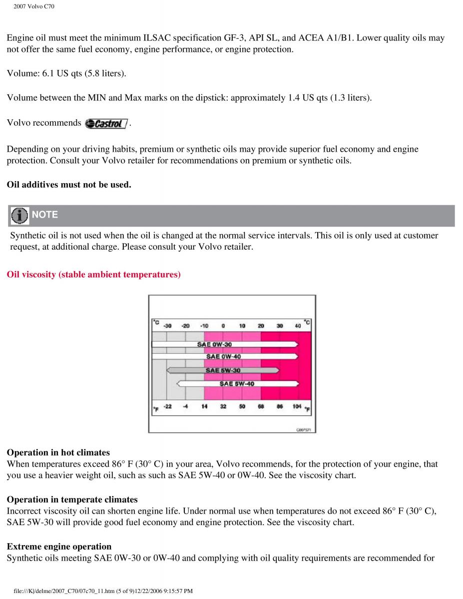 Volvo C70 M II 2 owners manual / page 260