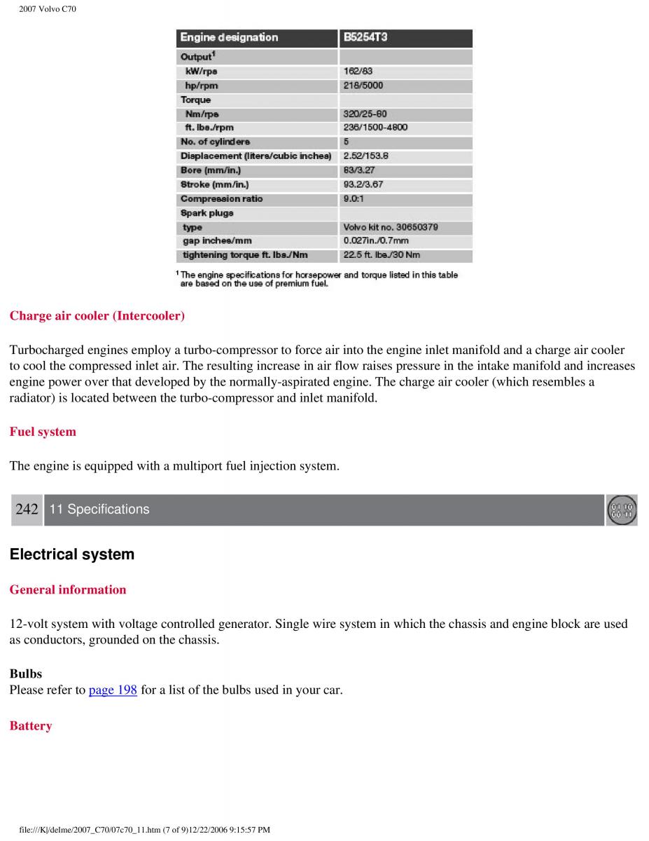 Volvo C70 M II 2 owners manual / page 262