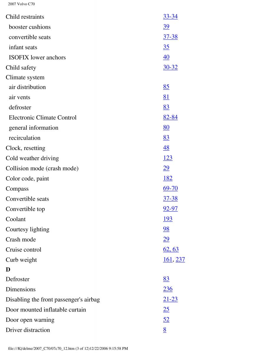 Volvo C70 M II 2 owners manual / page 267