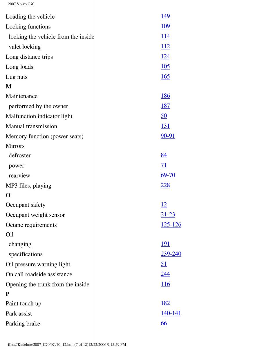 Volvo C70 M II 2 owners manual / page 271