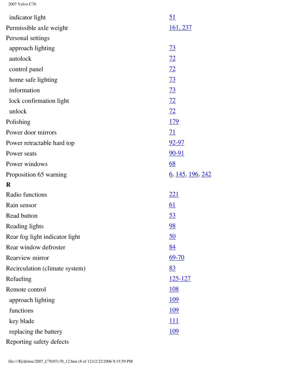 Volvo C70 M II 2 owners manual / page 272