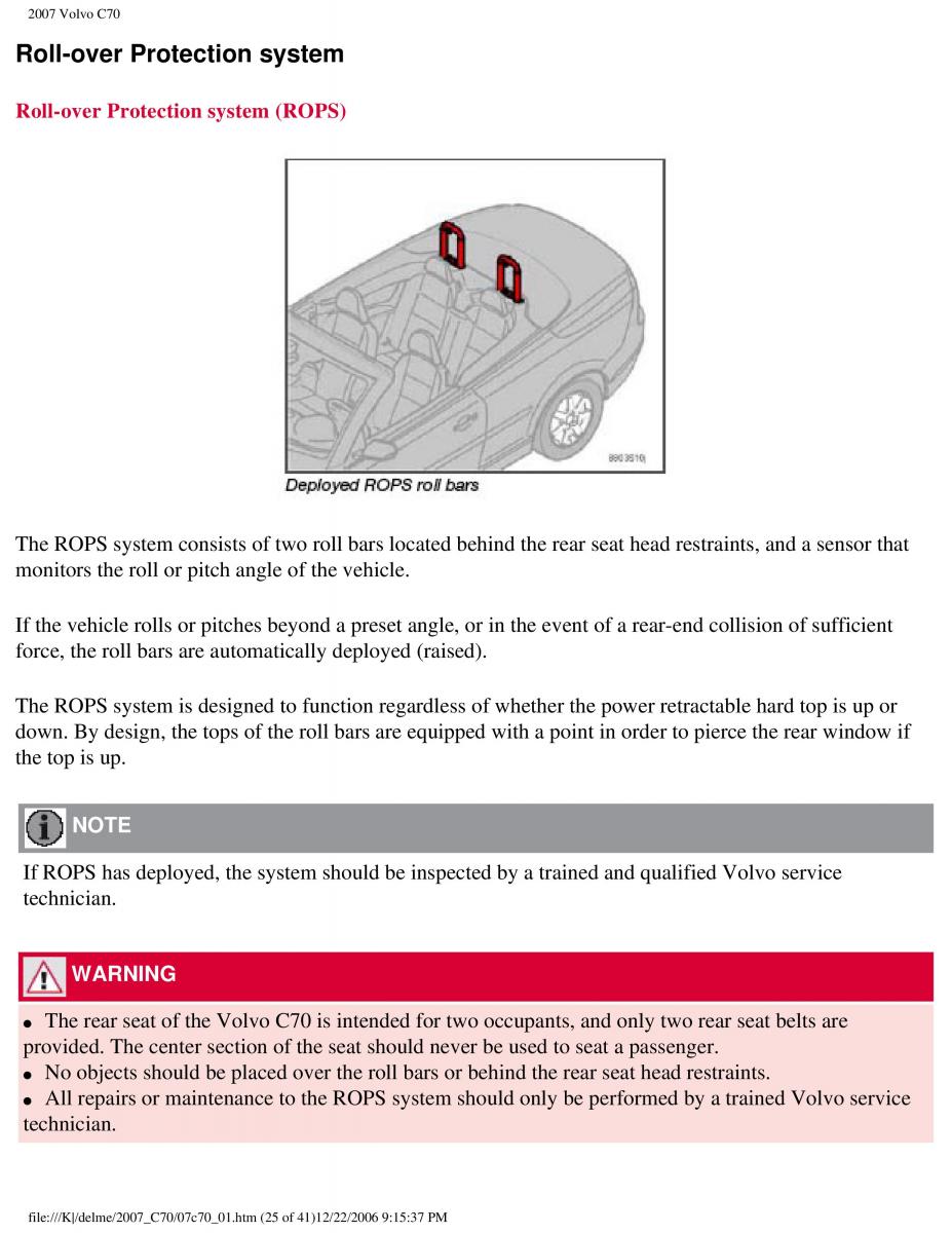 Volvo C70 M II 2 owners manual / page 32