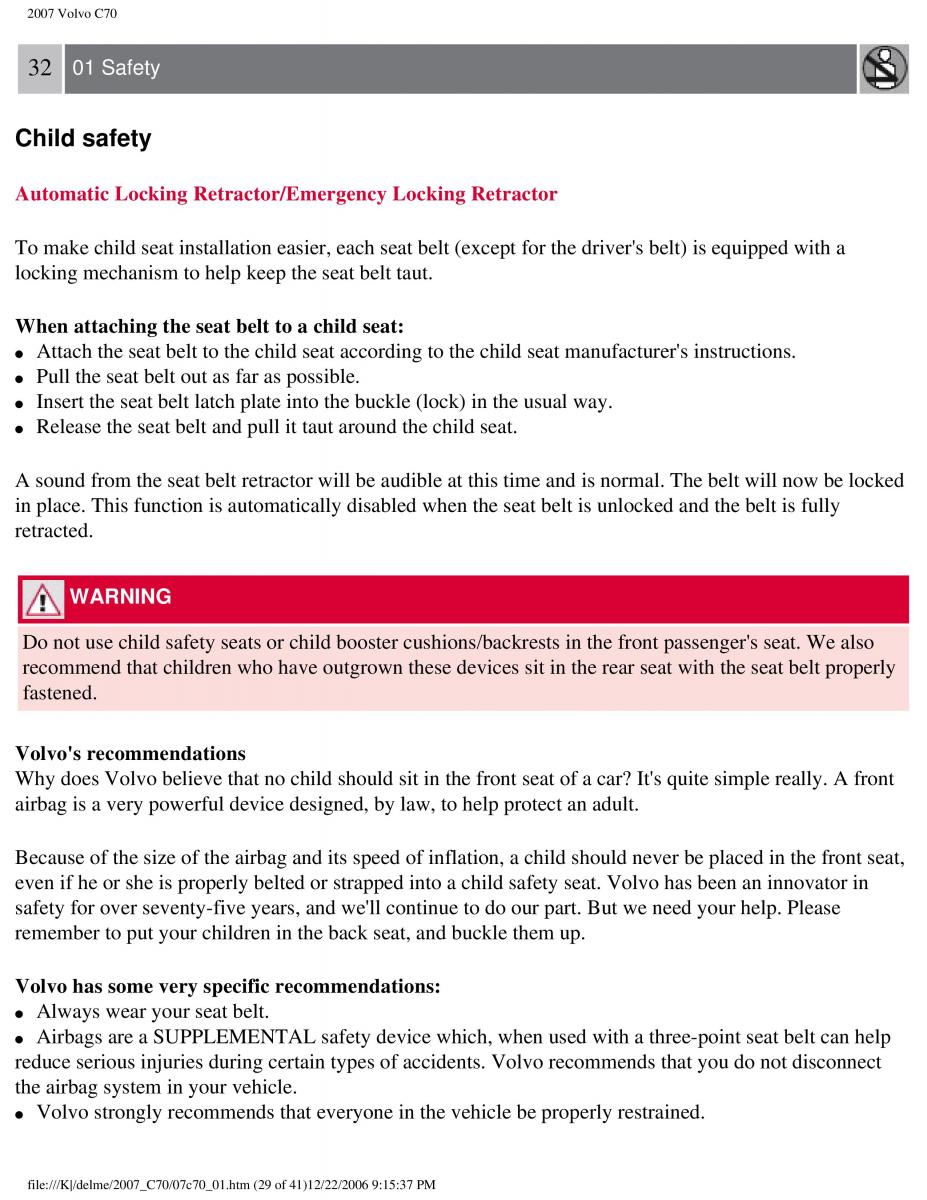 Volvo C70 M II 2 owners manual / page 36