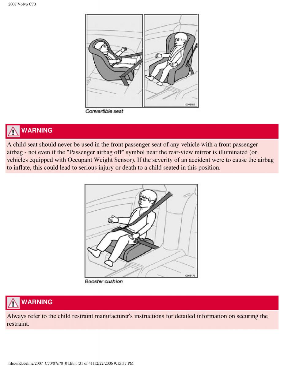 Volvo C70 M II 2 owners manual / page 38