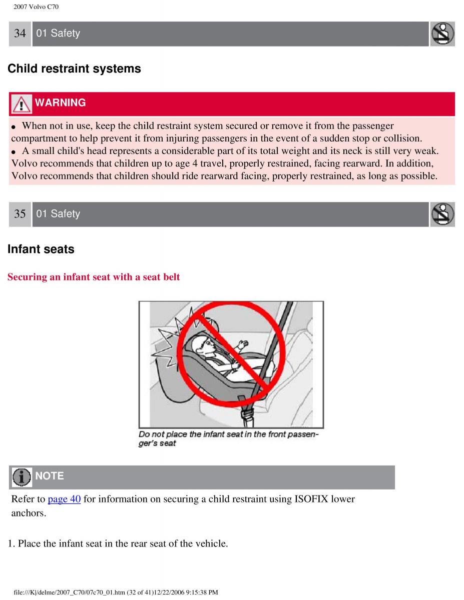 Volvo C70 M II 2 owners manual / page 39