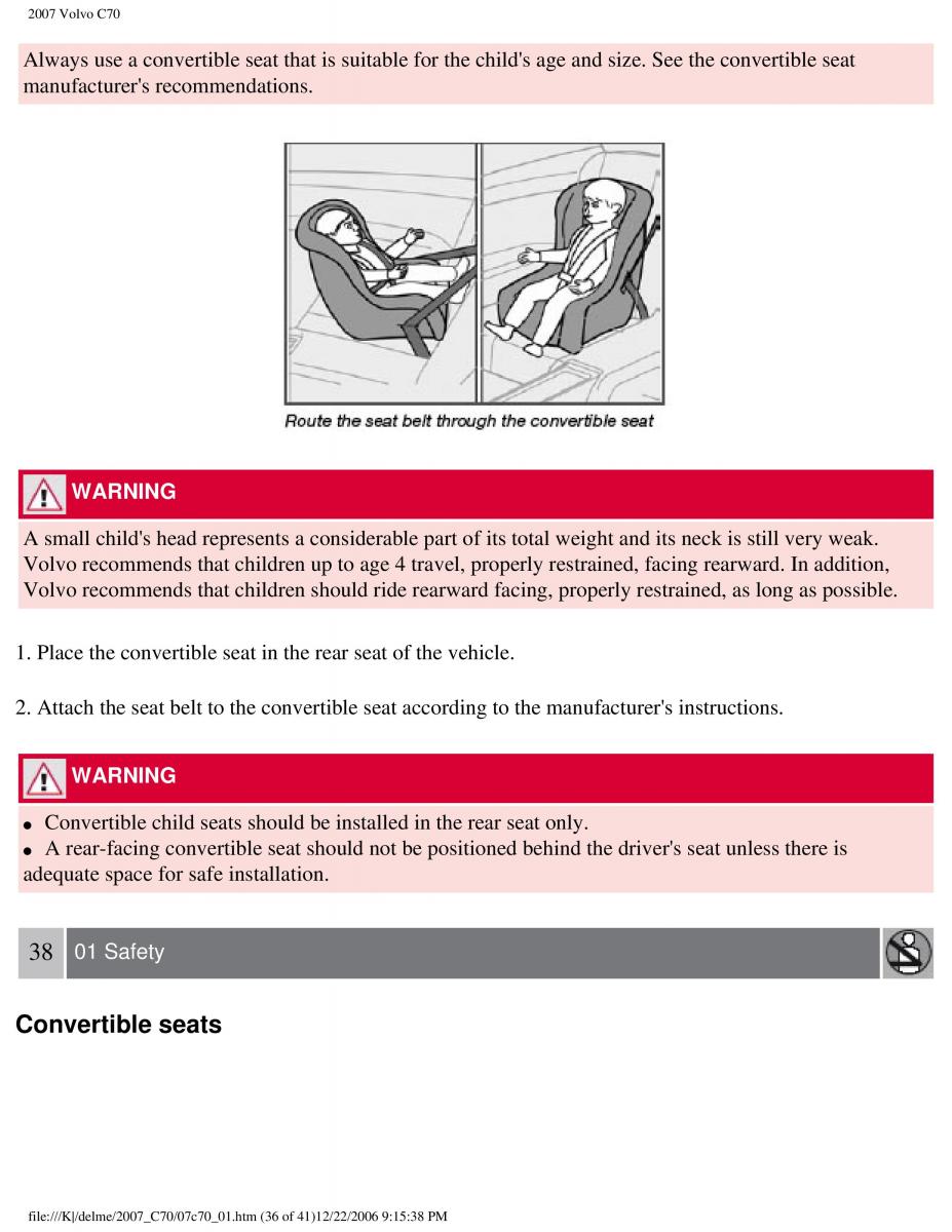 Volvo C70 M II 2 owners manual / page 43