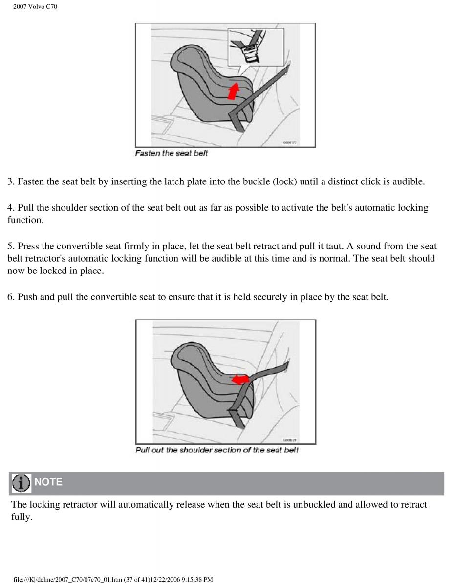 Volvo C70 M II 2 owners manual / page 44