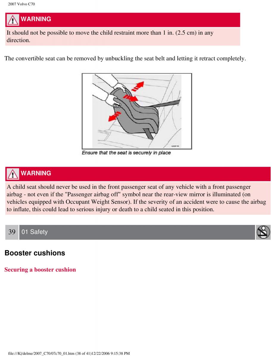 Volvo C70 M II 2 owners manual / page 45