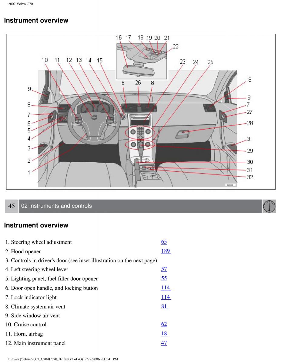 Volvo C70 M II 2 owners manual / page 50