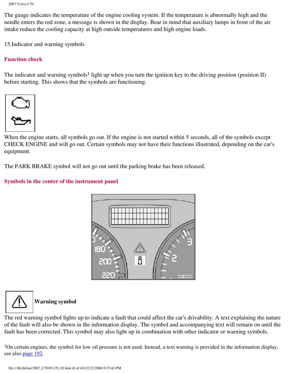 Volvo C70 M II 2 owners manual / page 54