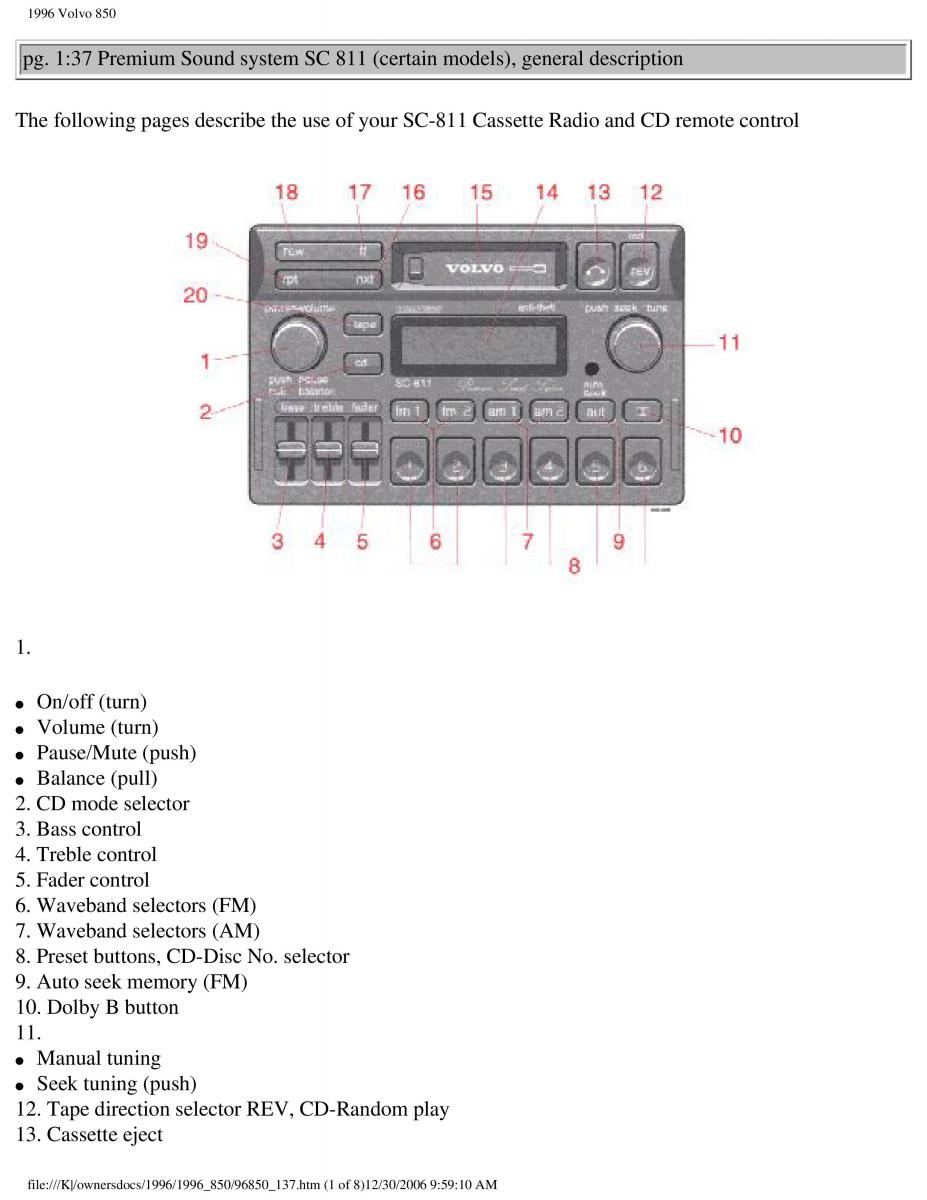 Volvo 850 owners manual / page 55