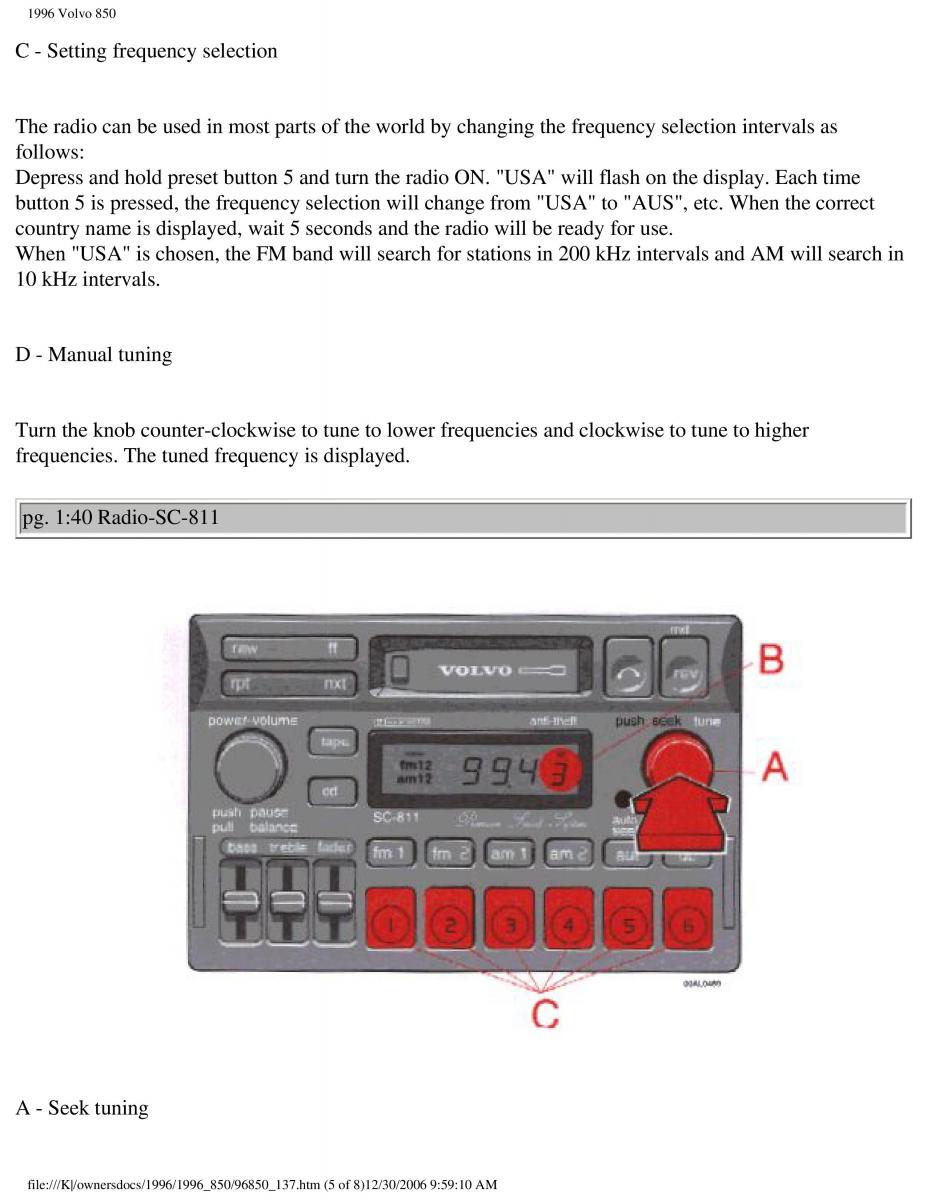 Volvo 850 owners manual / page 59