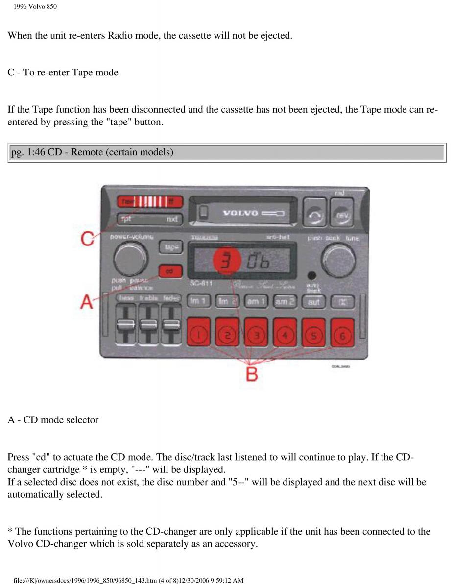 Volvo 850 owners manual / page 66