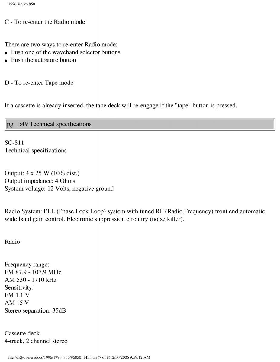 Volvo 850 owners manual / page 69