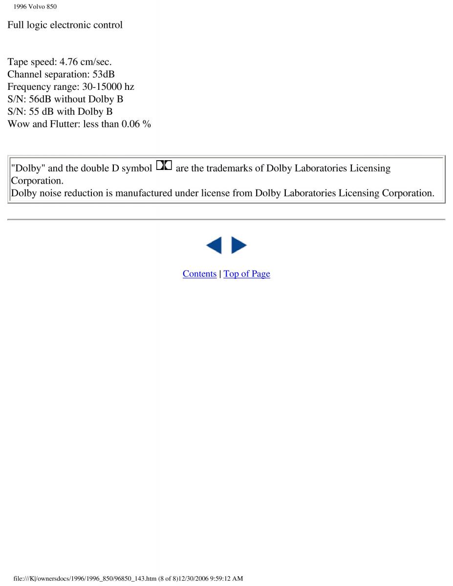 Volvo 850 owners manual / page 70