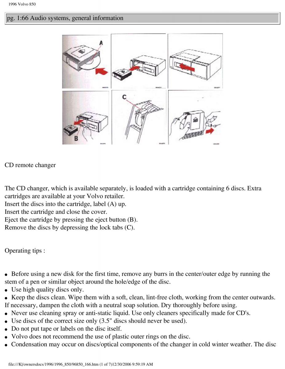 Volvo 850 owners manual / page 93