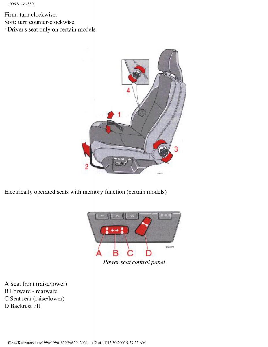 Volvo 850 owners manual / page 109