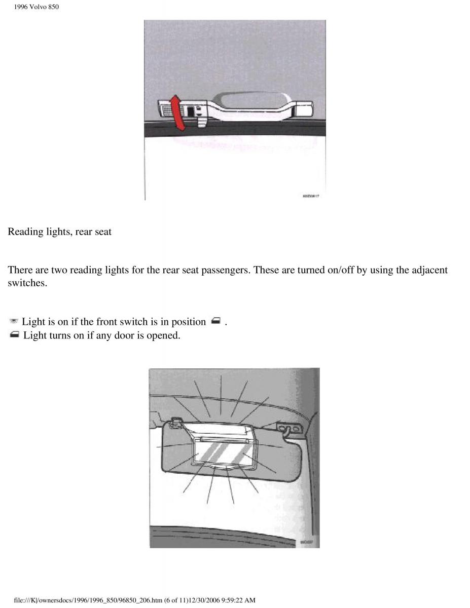 Volvo 850 owners manual / page 113