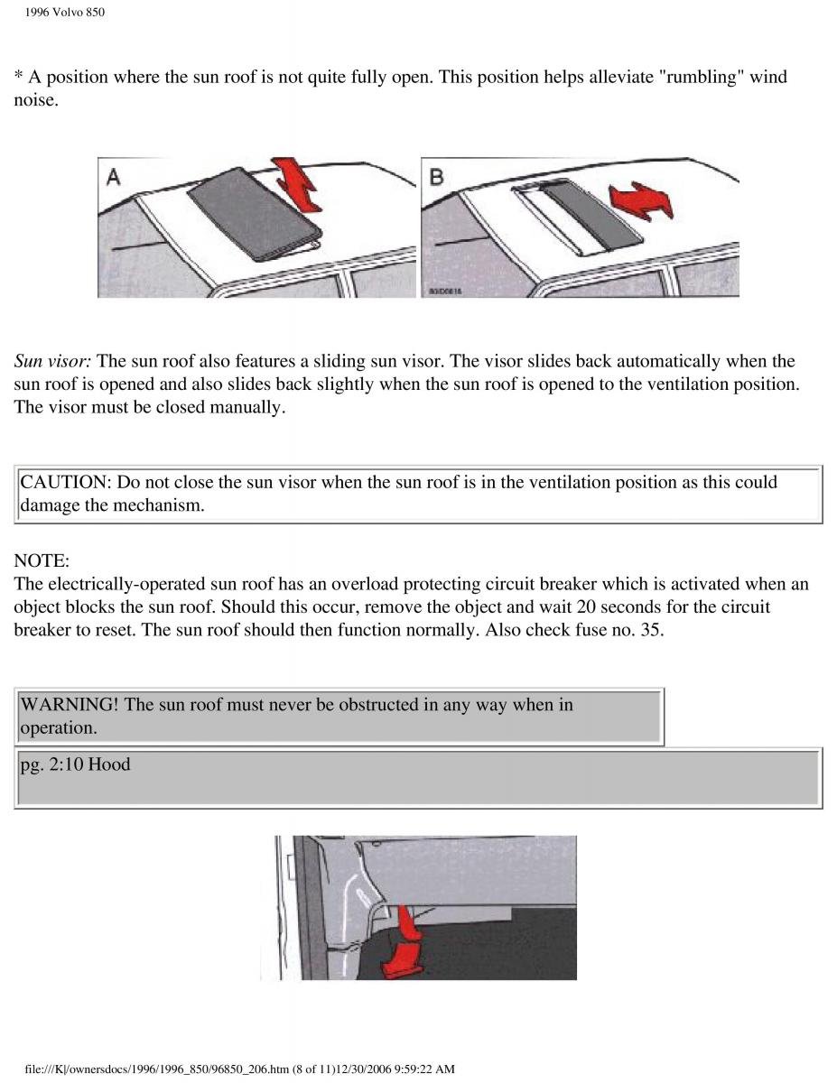 Volvo 850 owners manual / page 115