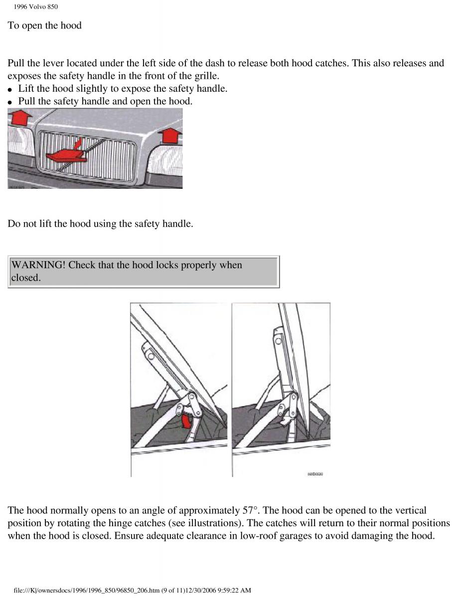 Volvo 850 owners manual / page 116