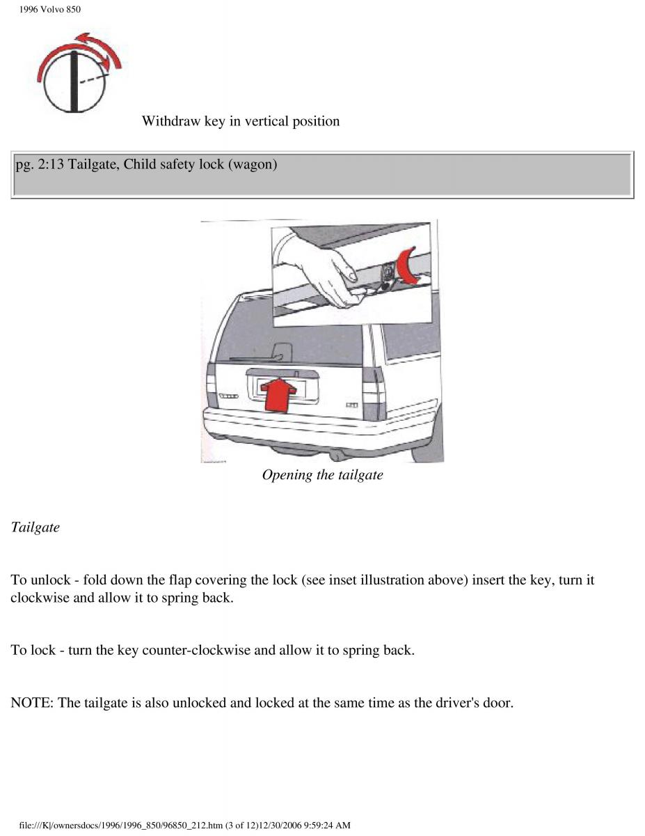 Volvo 850 owners manual / page 121