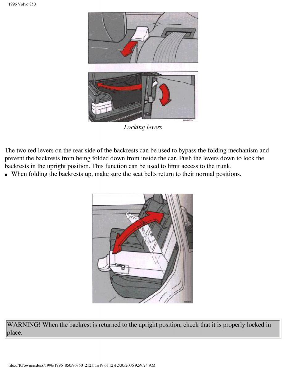 Volvo 850 owners manual / page 127