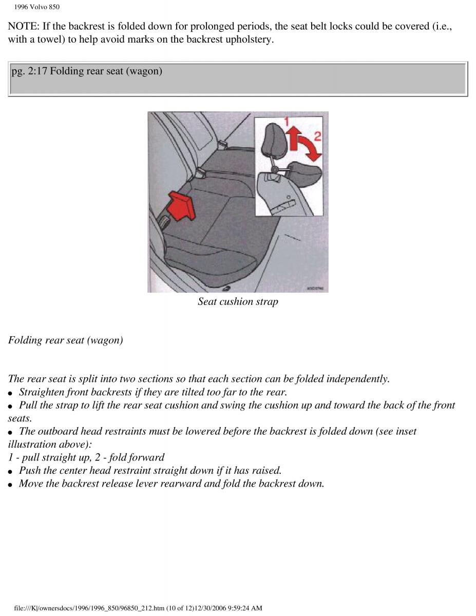 Volvo 850 owners manual / page 128