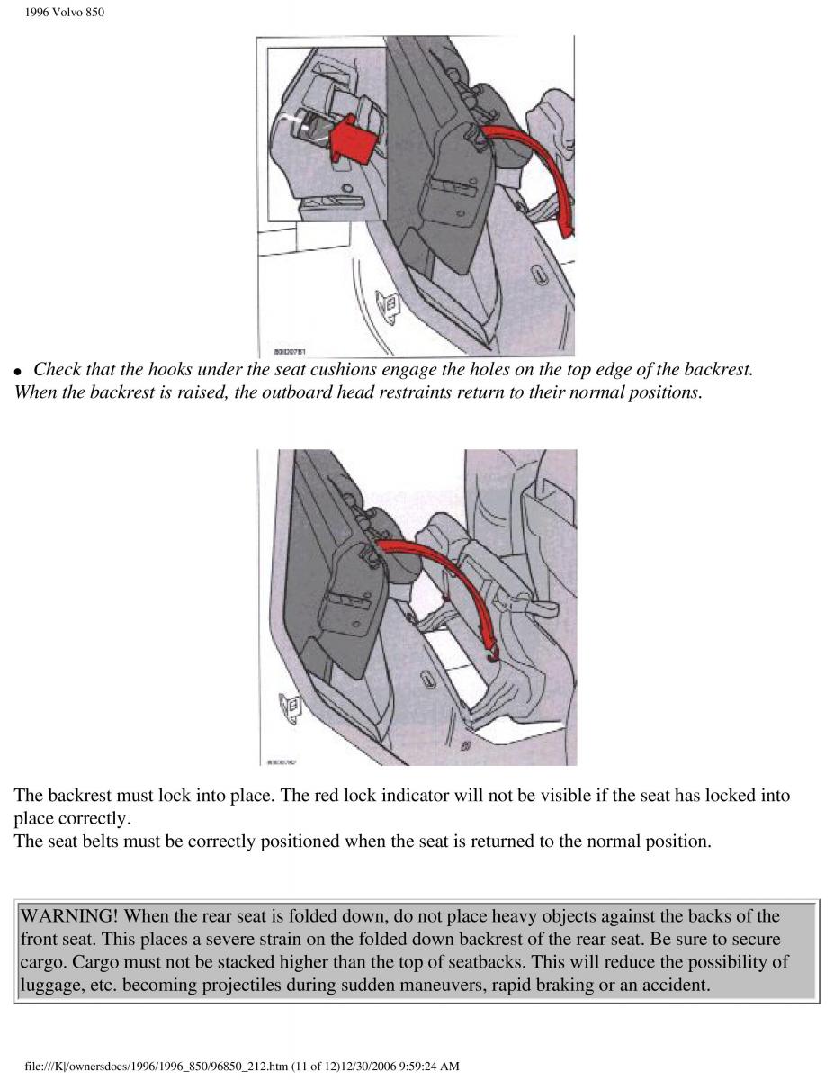 Volvo 850 owners manual / page 129