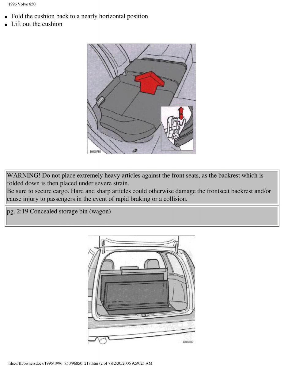 Volvo 850 owners manual / page 132