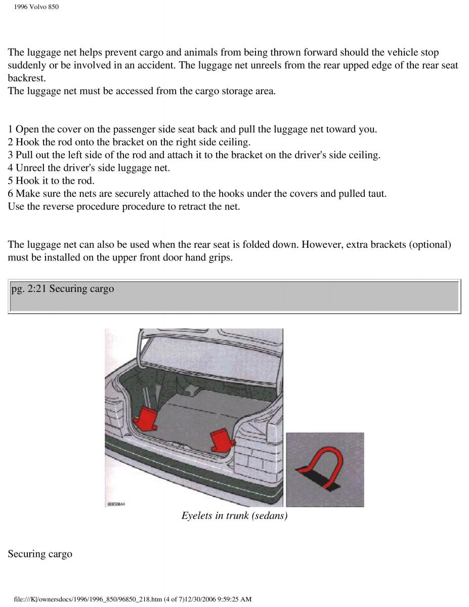 Volvo 850 owners manual / page 134