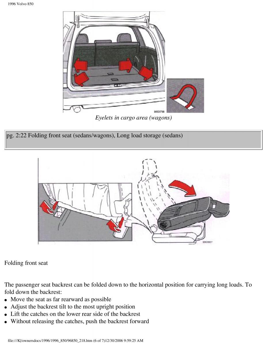 Volvo 850 owners manual / page 136