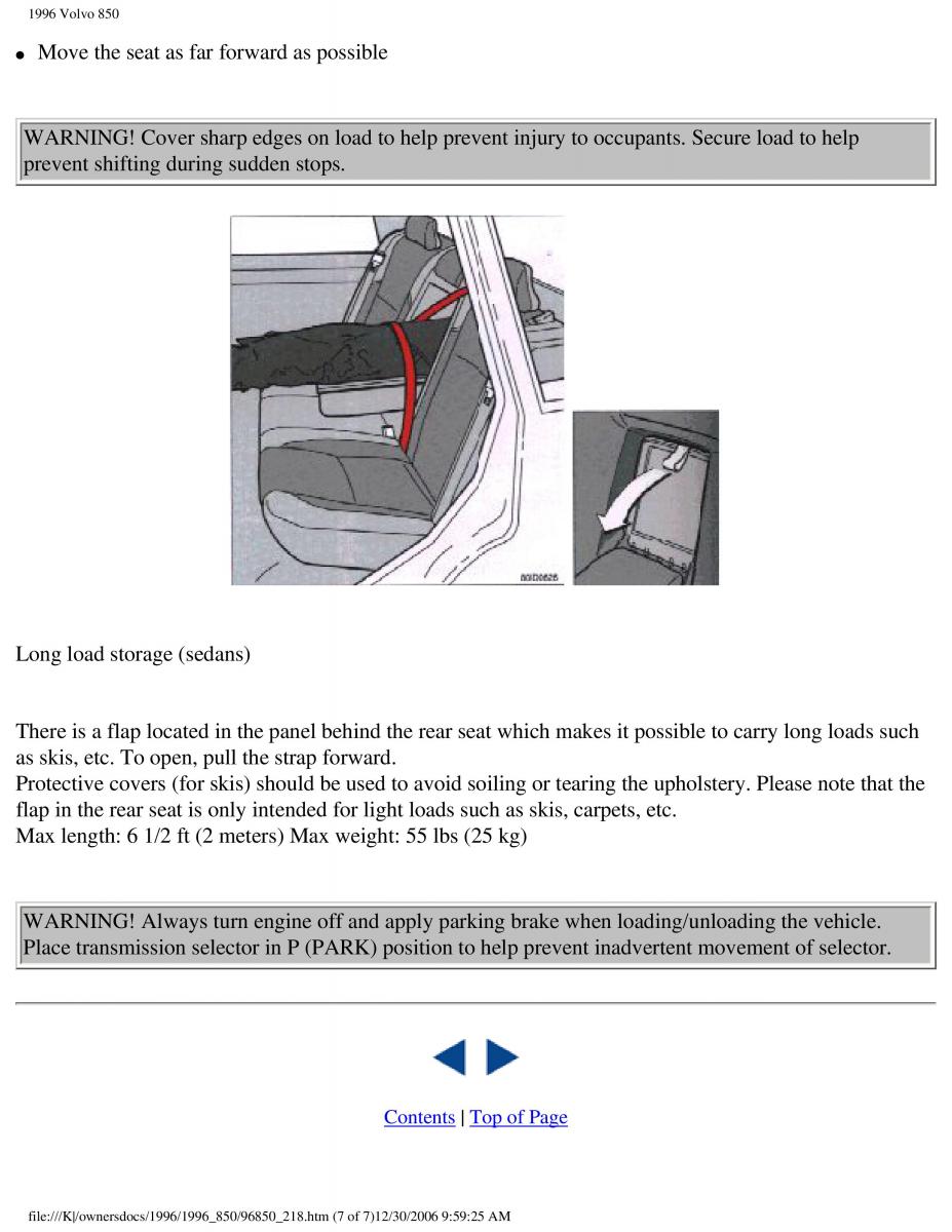 Volvo 850 owners manual / page 137