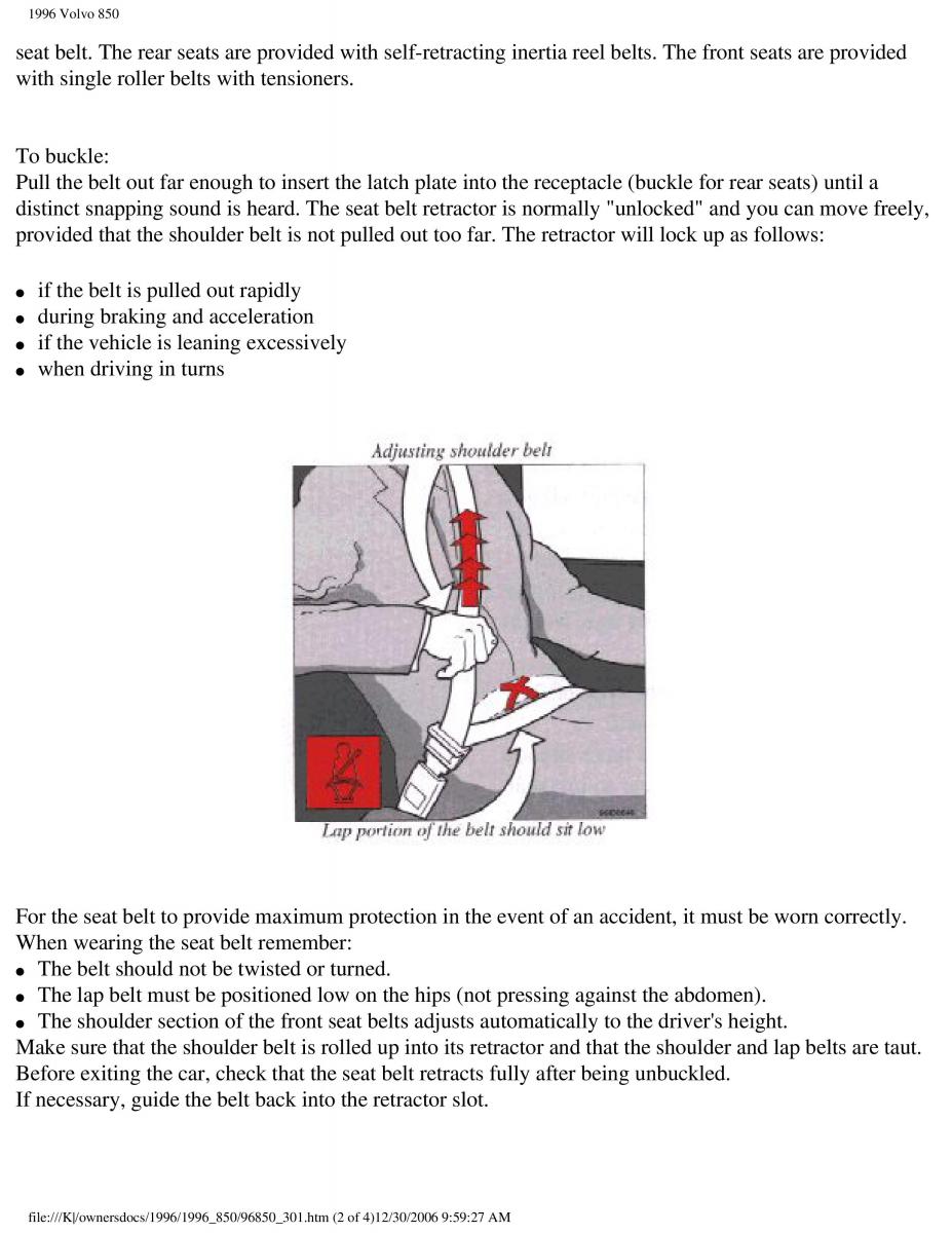 Volvo 850 owners manual / page 139