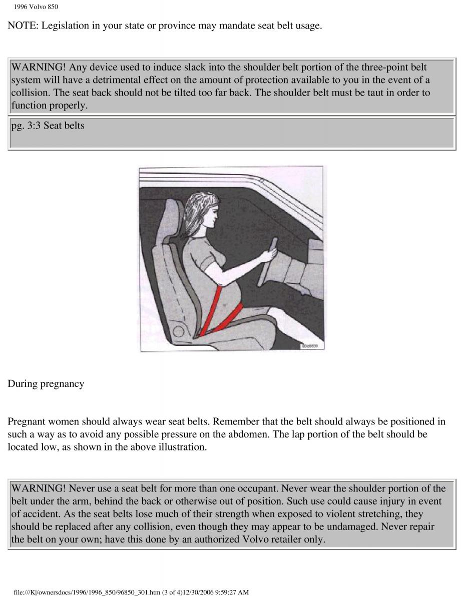 Volvo 850 owners manual / page 140