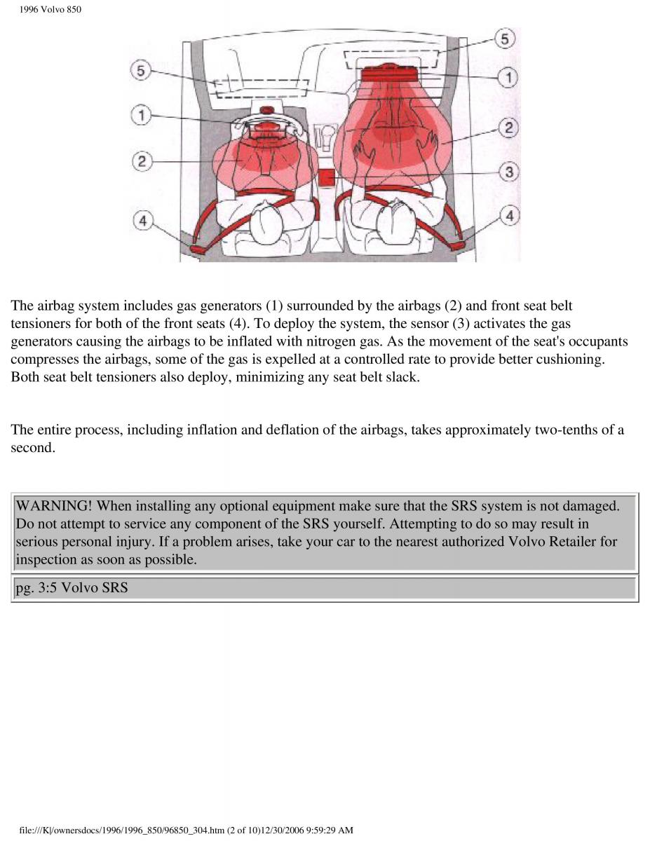 Volvo 850 owners manual / page 143