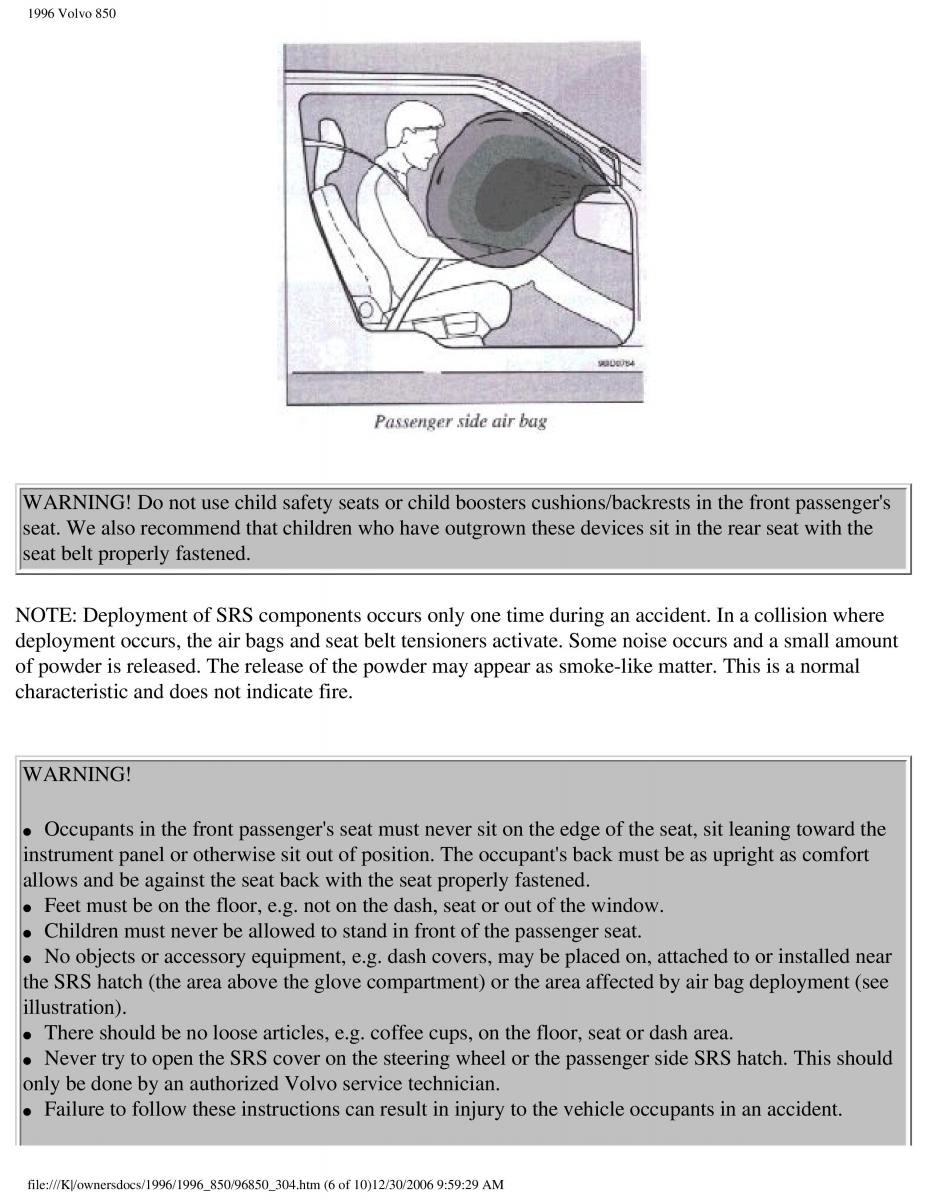 Volvo 850 owners manual / page 147