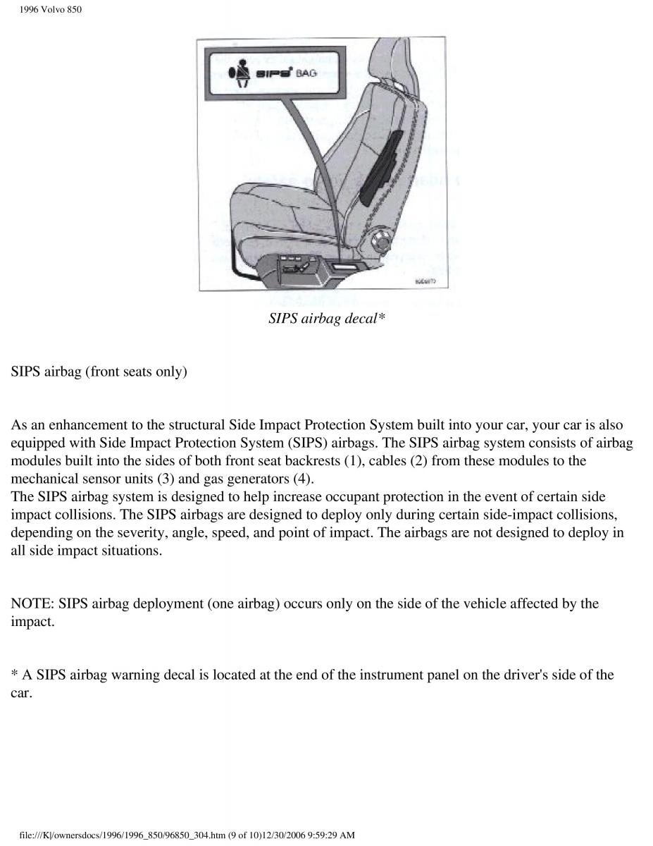 Volvo 850 owners manual / page 150