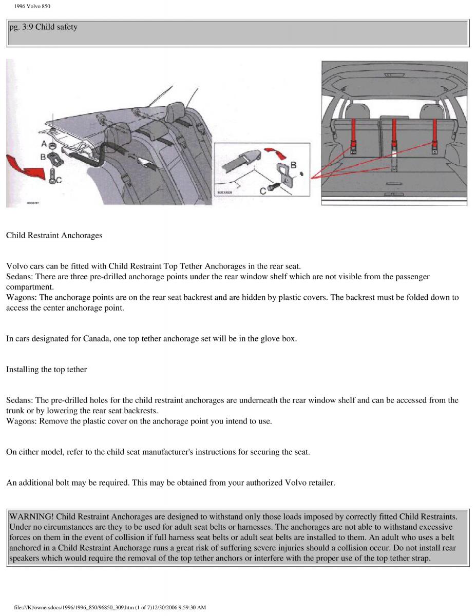 Volvo 850 owners manual / page 152