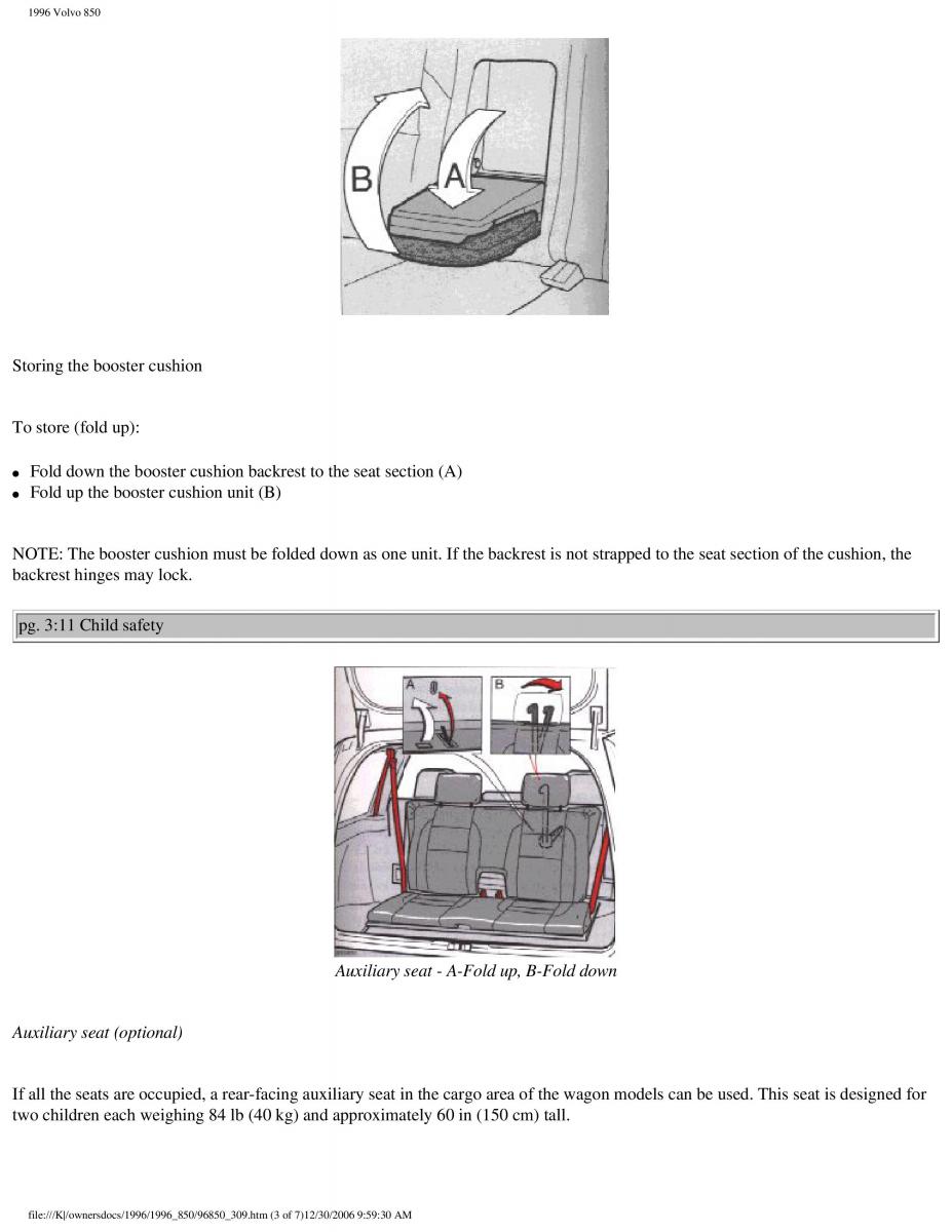 Volvo 850 owners manual / page 154