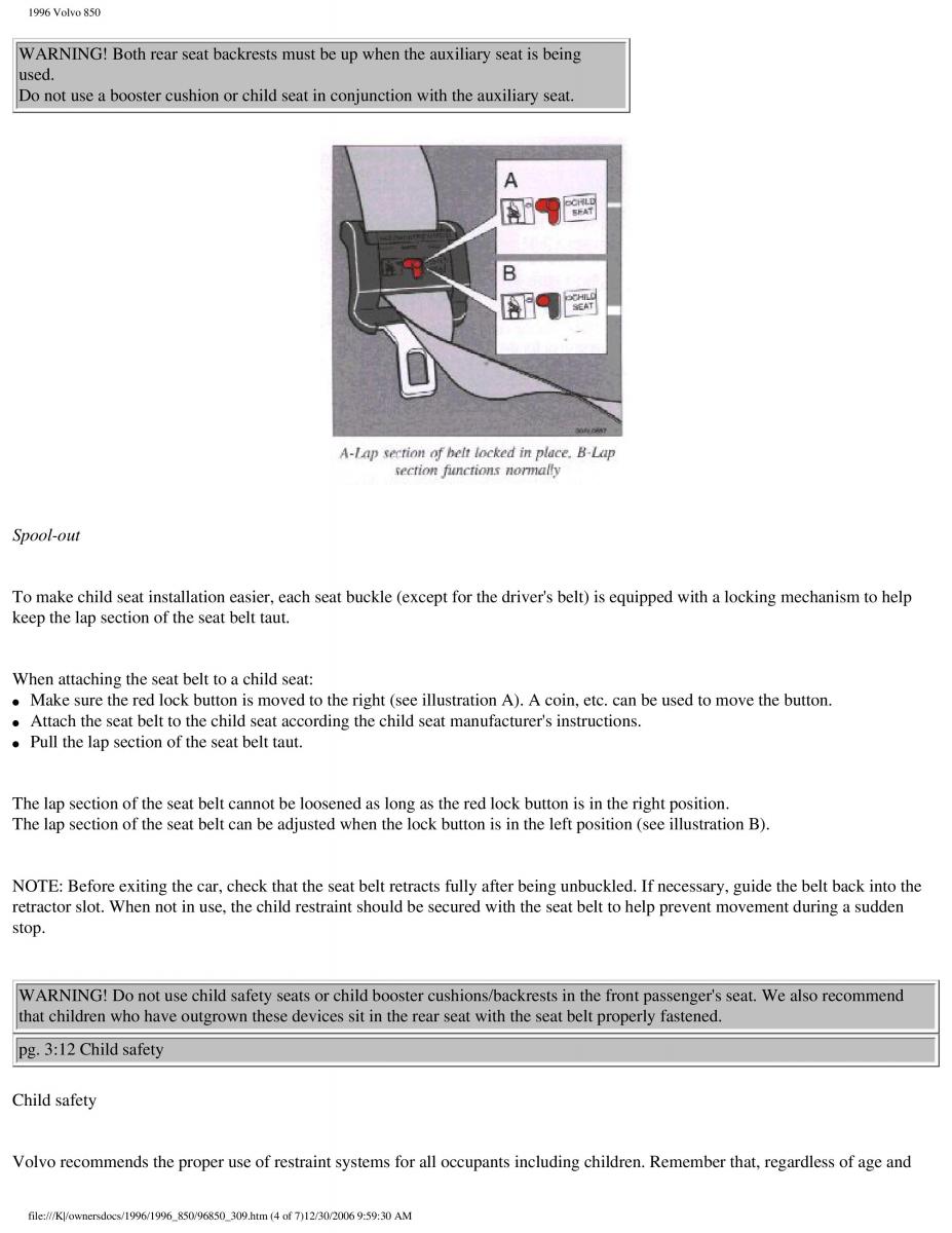 Volvo 850 owners manual / page 155