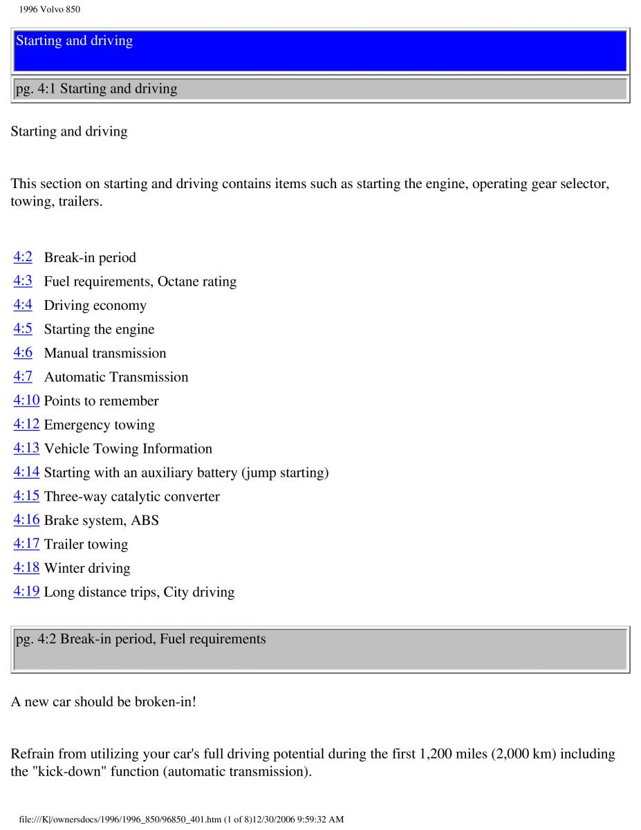 Volvo 850 owners manual / page 159