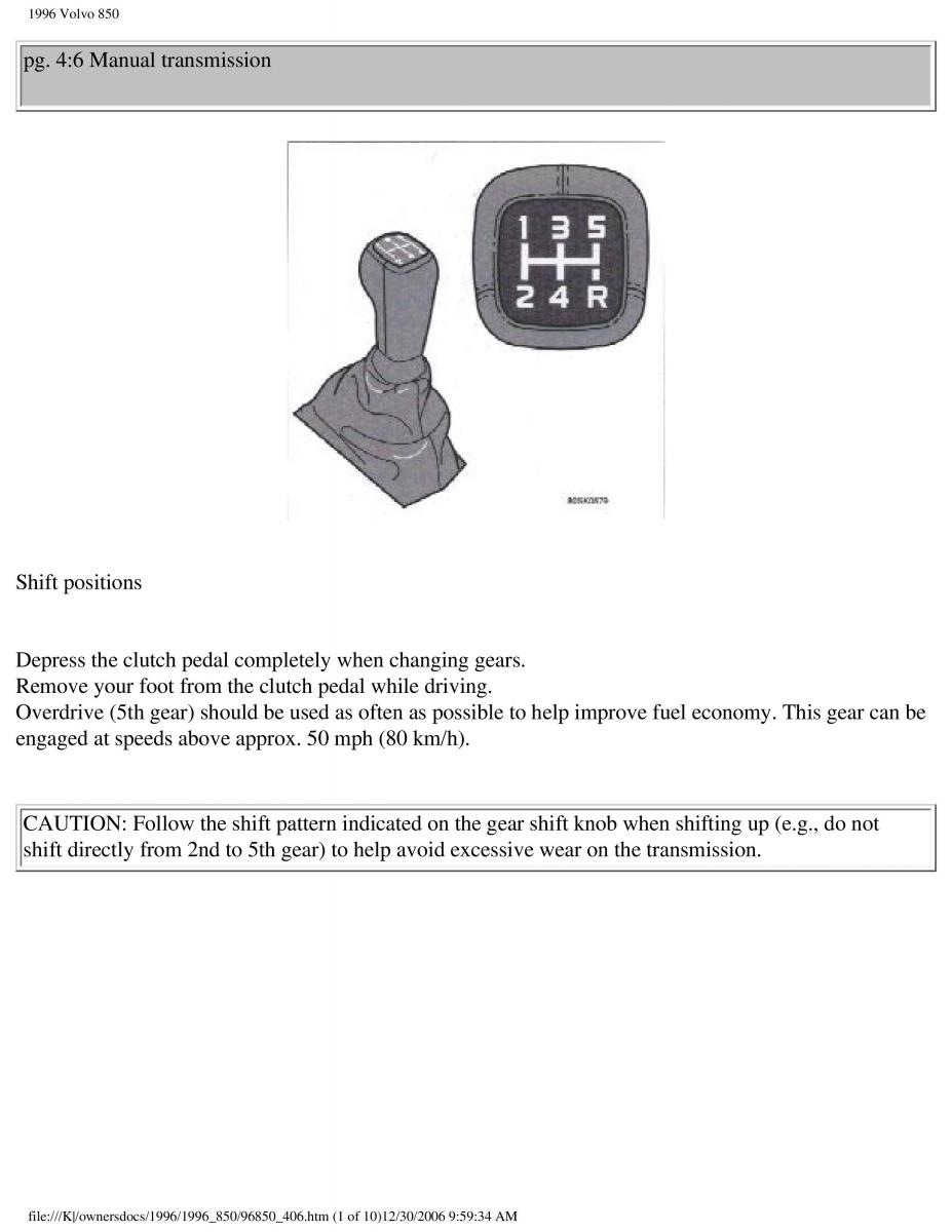 Volvo 850 owners manual / page 167