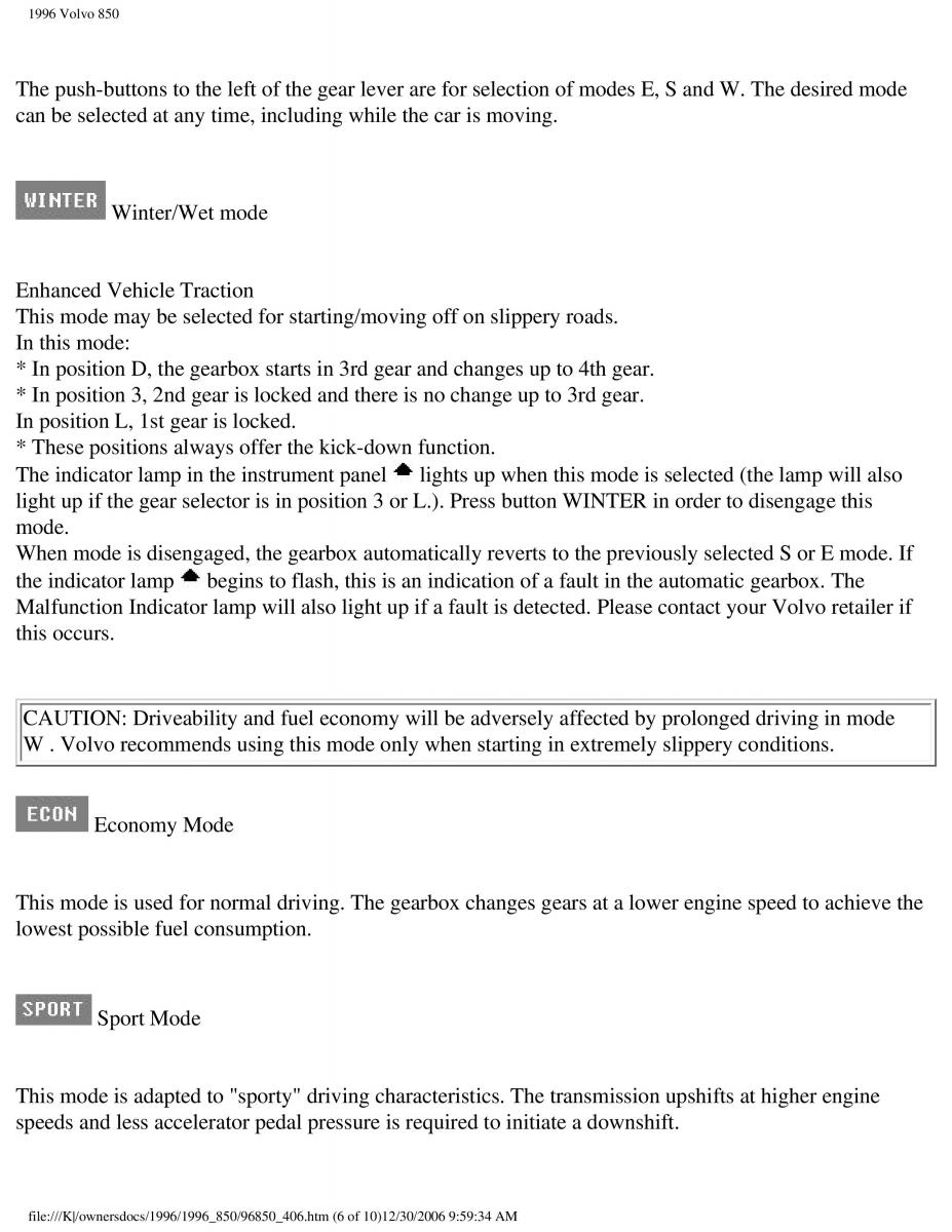 Volvo 850 owners manual / page 172