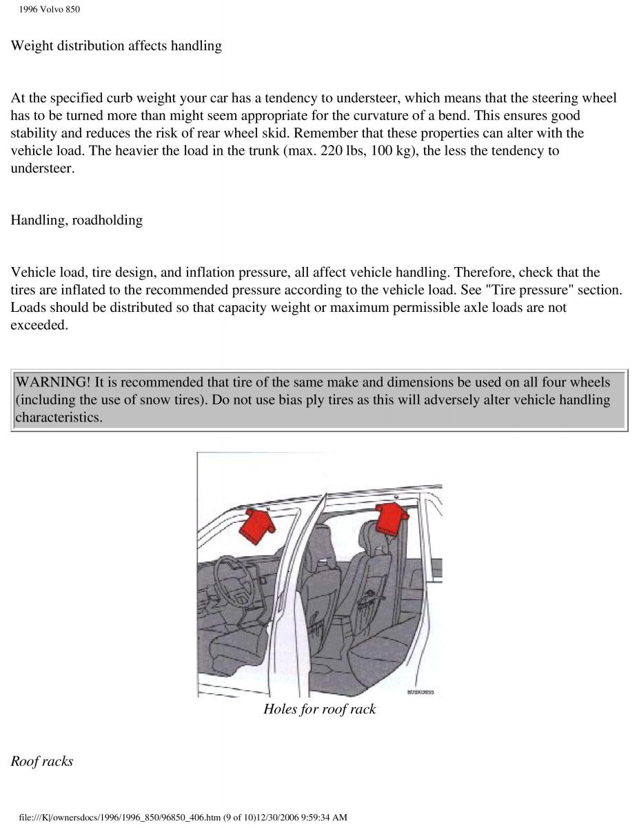 Volvo 850 owners manual / page 175