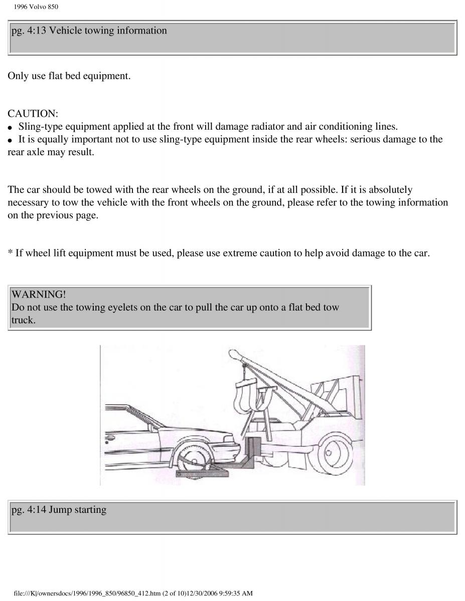 Volvo 850 owners manual / page 178