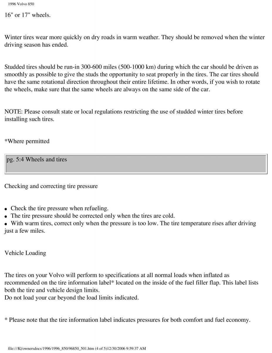 Volvo 850 owners manual / page 190