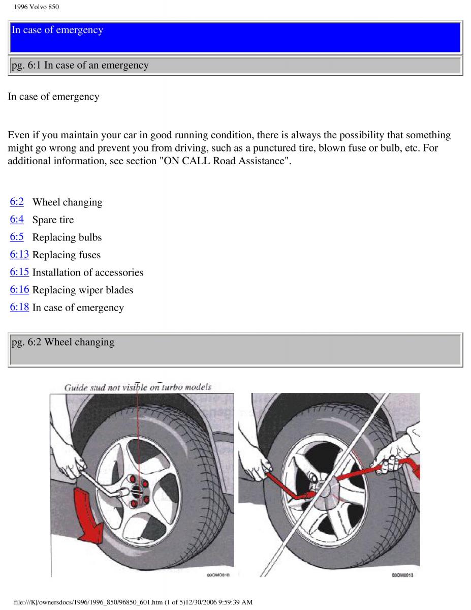 Volvo 850 owners manual / page 192