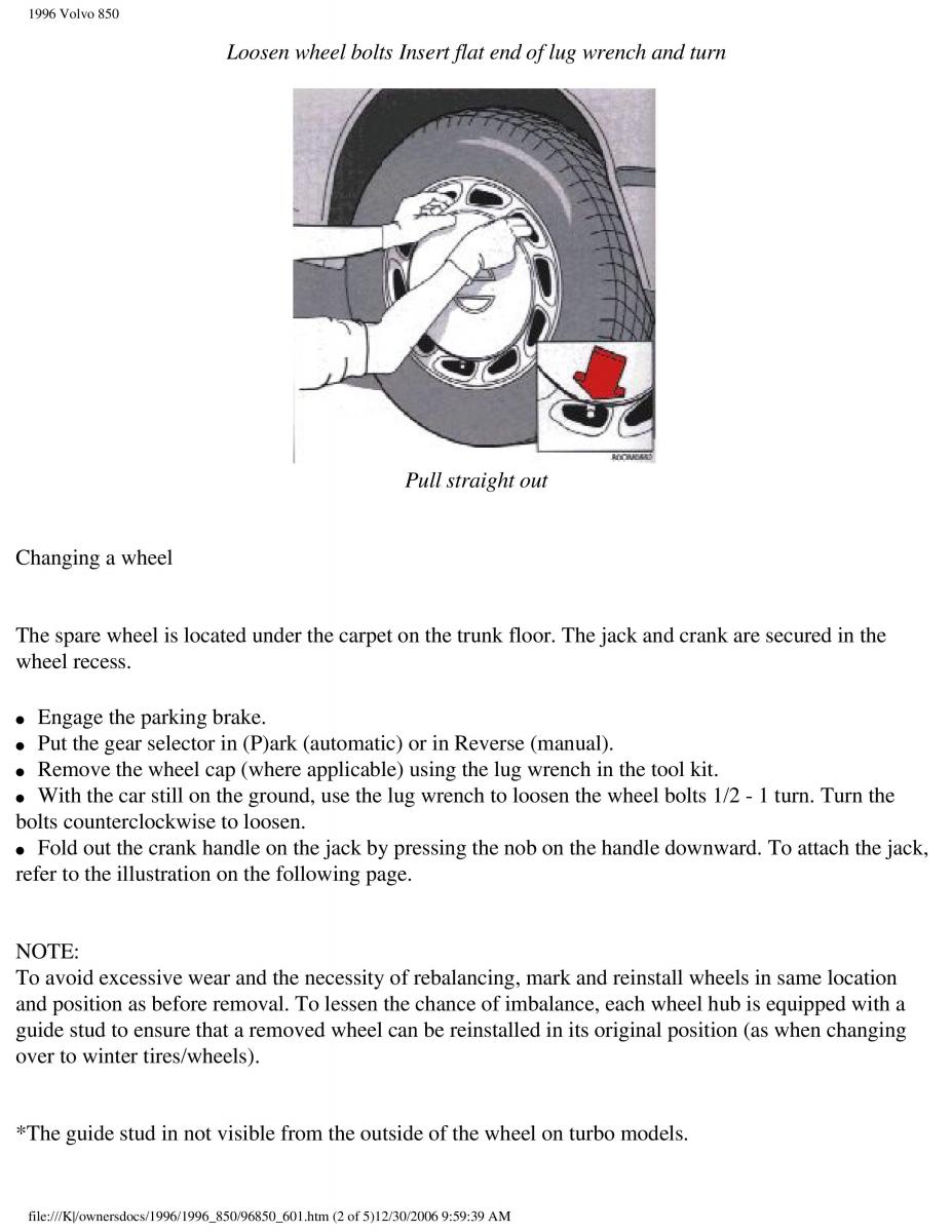 Volvo 850 owners manual / page 193