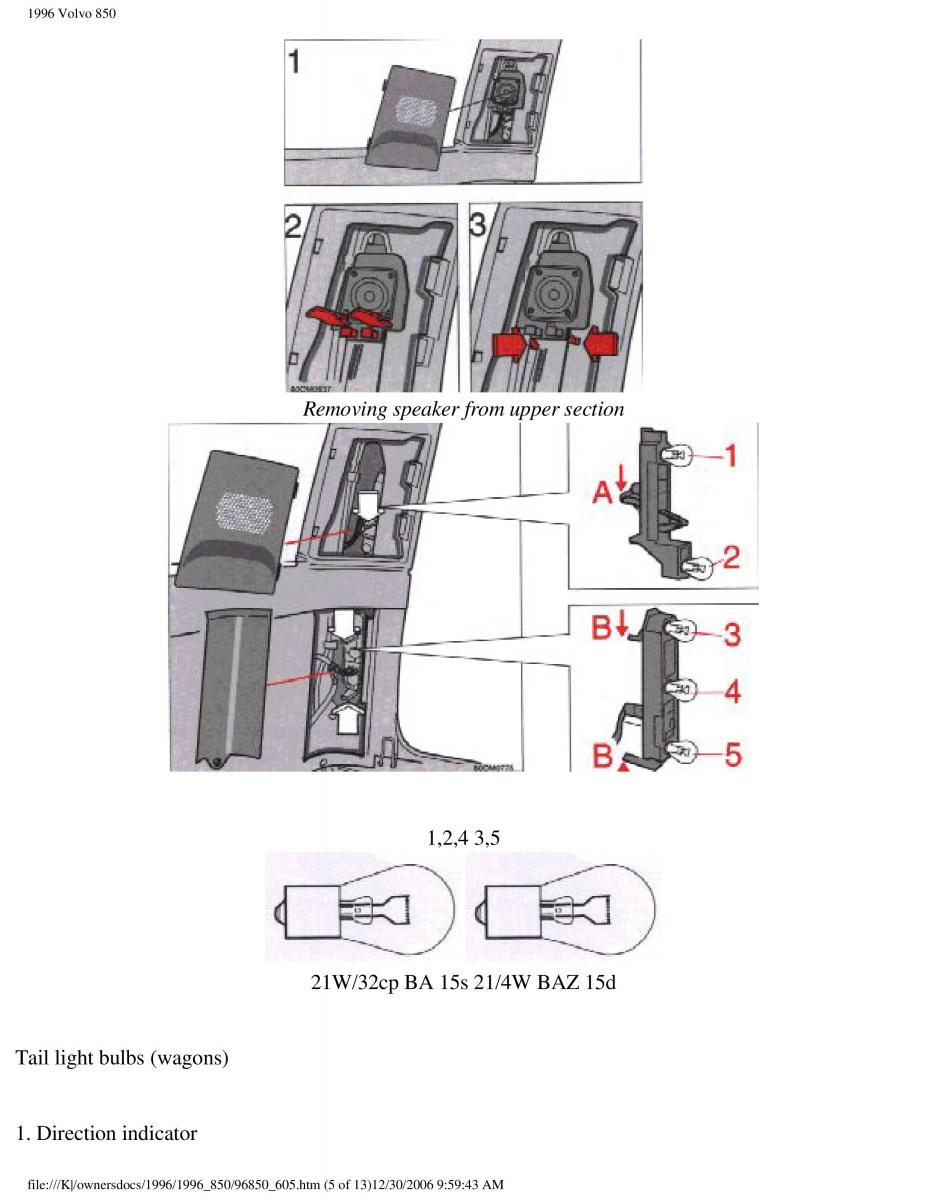 Volvo 850 owners manual / page 201